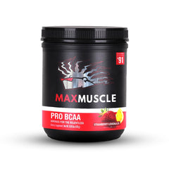 Max Muscle Pro BCAA bottle with scoop for recovery support.