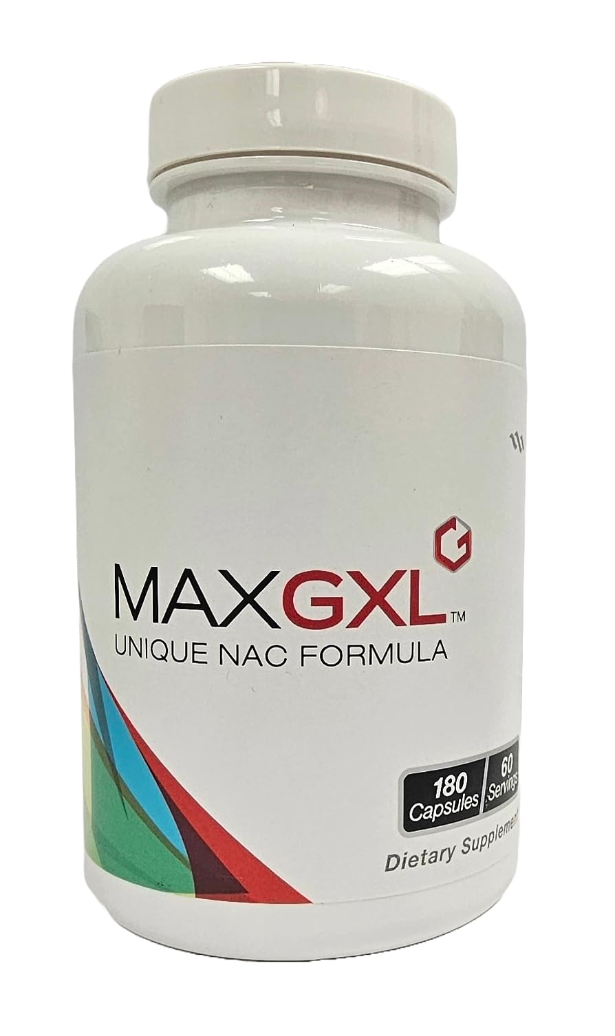 MaxGXL NAC supplement bottle with 60 servings for daily antioxidant support.