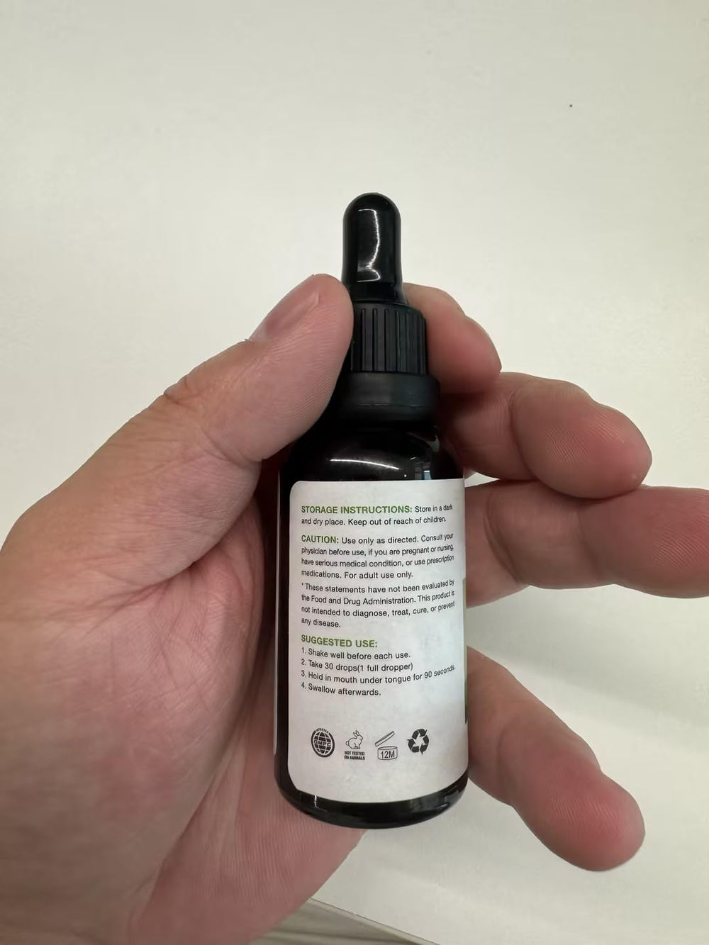 MaxHemp label close-up showing natural ingredients and purity.
