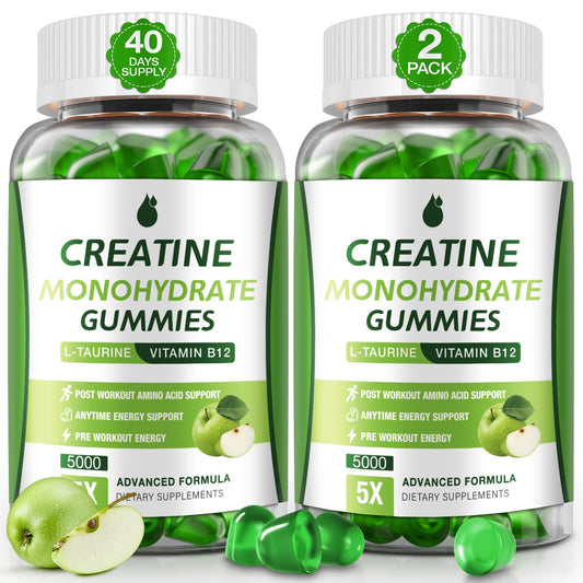 MaxHemp Creatine Gummies bottle with green apple flavor for on-the-go muscle support.