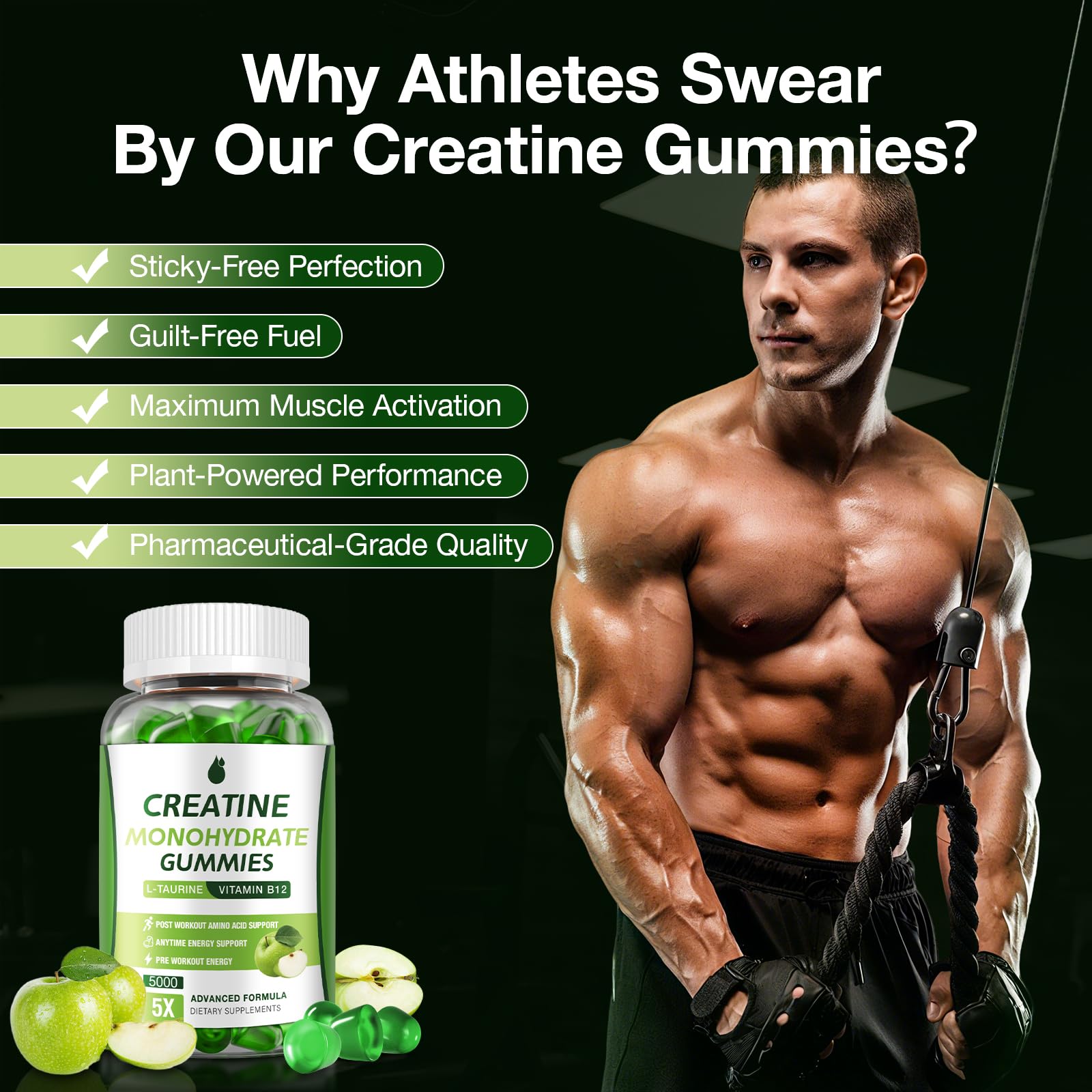 MaxHemp green apple gummies close-up highlighting flavor and appeal.