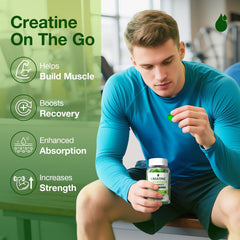 Gummies next to gym gear illustrating pre-workout energy support.