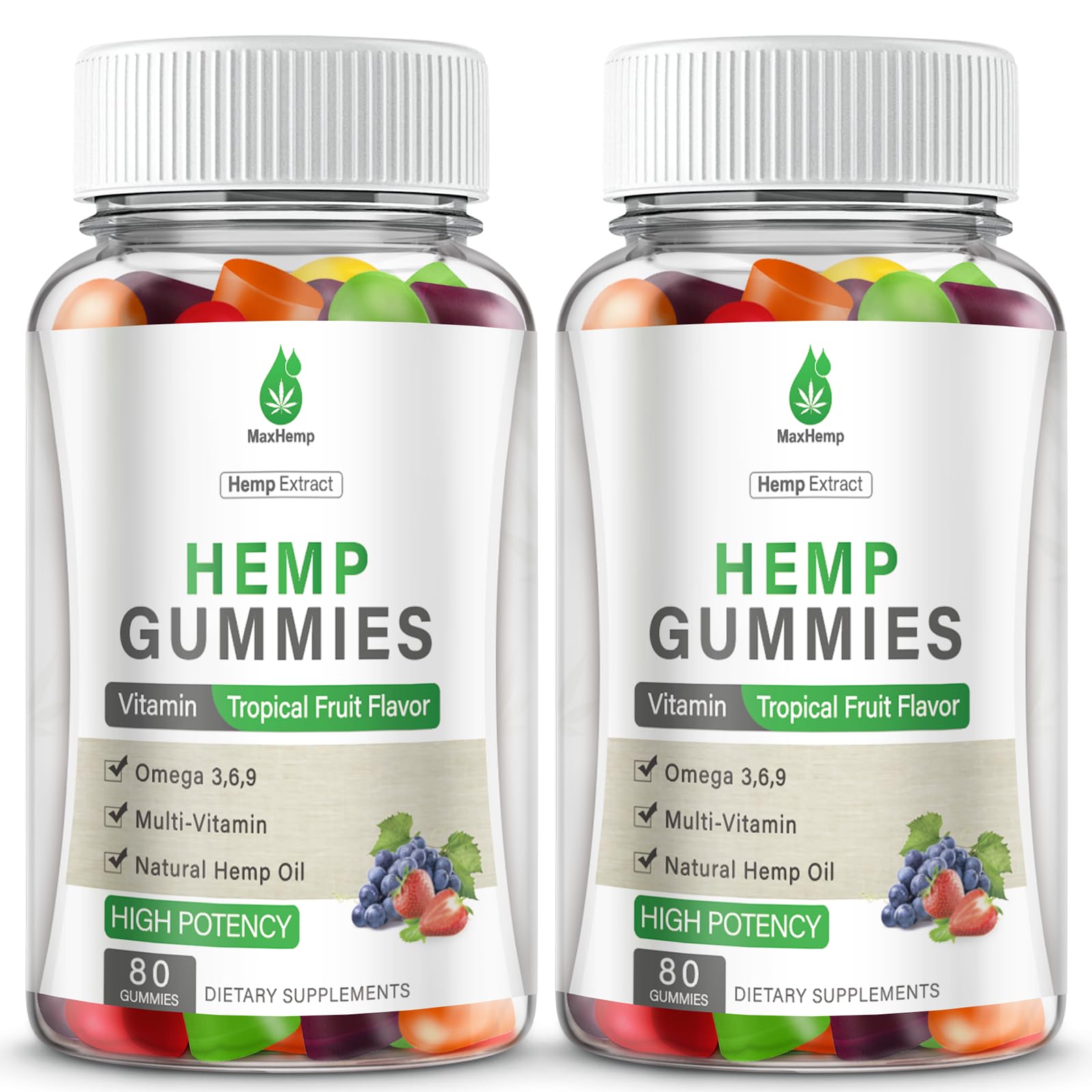 MaxHemp hemp gummies bottle closeup showing vegan bear candy for daily routine