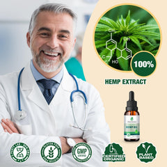 MaxHemp oil pouring into glass demonstrates easy addition to daily routine.