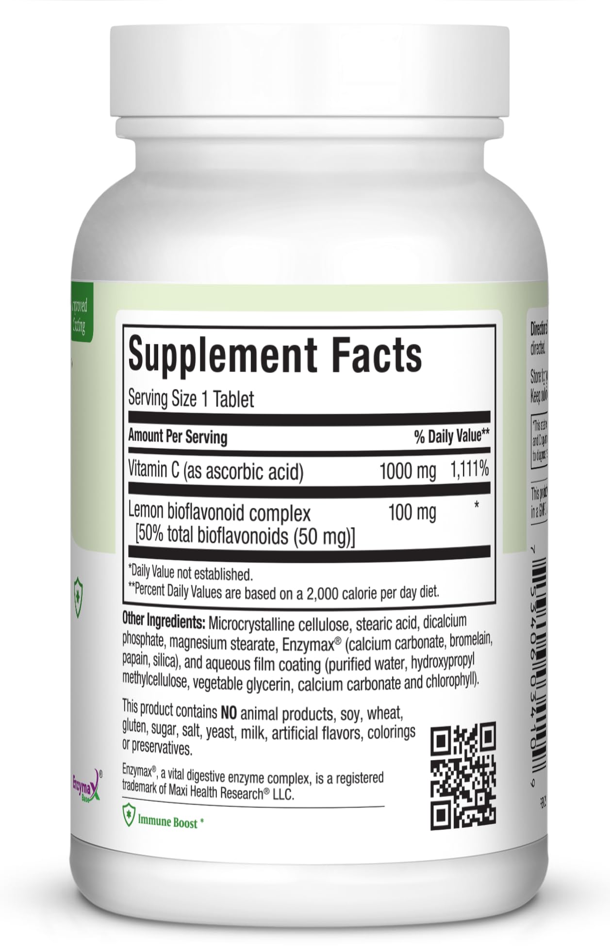 Close-up of Maxi Health 1000 mg Vitamin C tablets for daily use