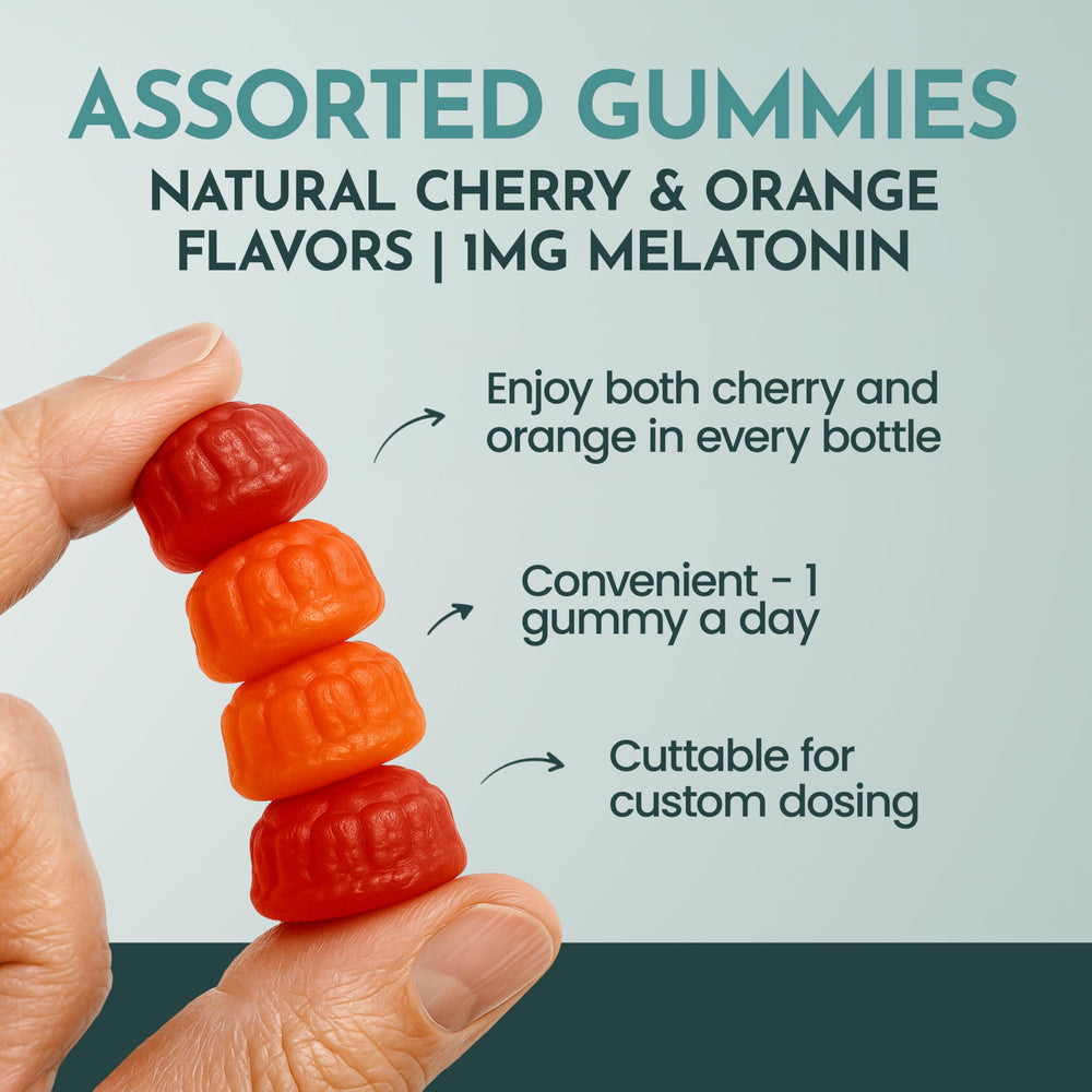 Maxi Health 1mg melatonin gummies orange flavor ideal for kids and adults.