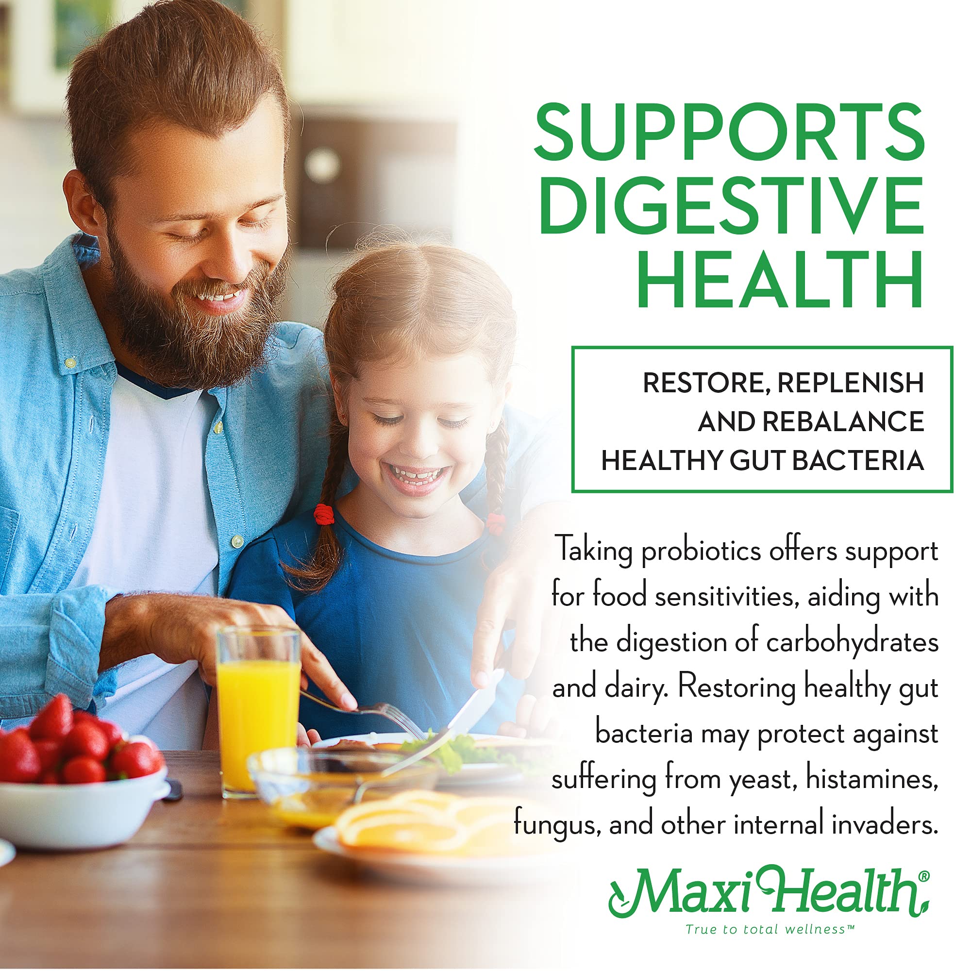 Maxi Health Active Pro-10 Kids probiotic bottle label highlights 15 strains