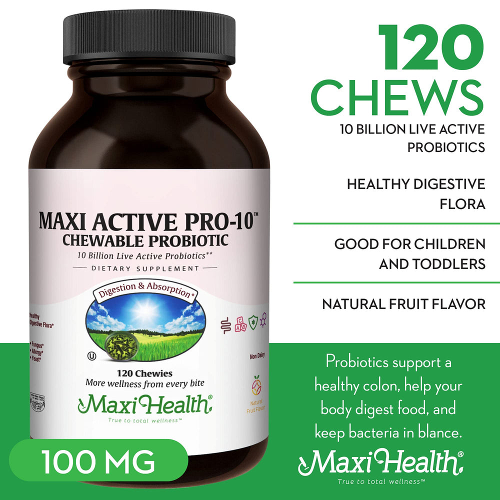 Maxi Health Active Pro-10 Kids chewables fruit punch for easy daily immune support