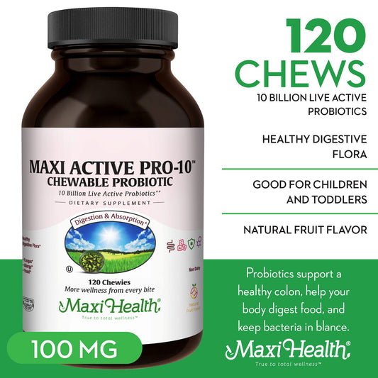 Maxi Health Active Pro-10 Kids chewables fruit punch for easy daily immune support