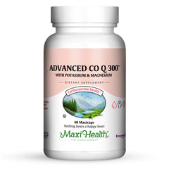 Maxi Health Advanced CoQ10 300mg bottle front view for daily cardiovascular support