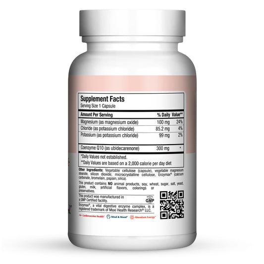 Maxi Health Advanced CoQ10 300mg bottle side view highlighting easy daily use