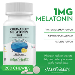 Kosher-certified Maxi Health melatonin lemon label.
