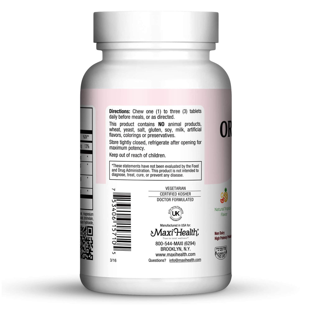 Maxi Health Oraldophilus non-dairy probiotic ingredients and packaging for quality.