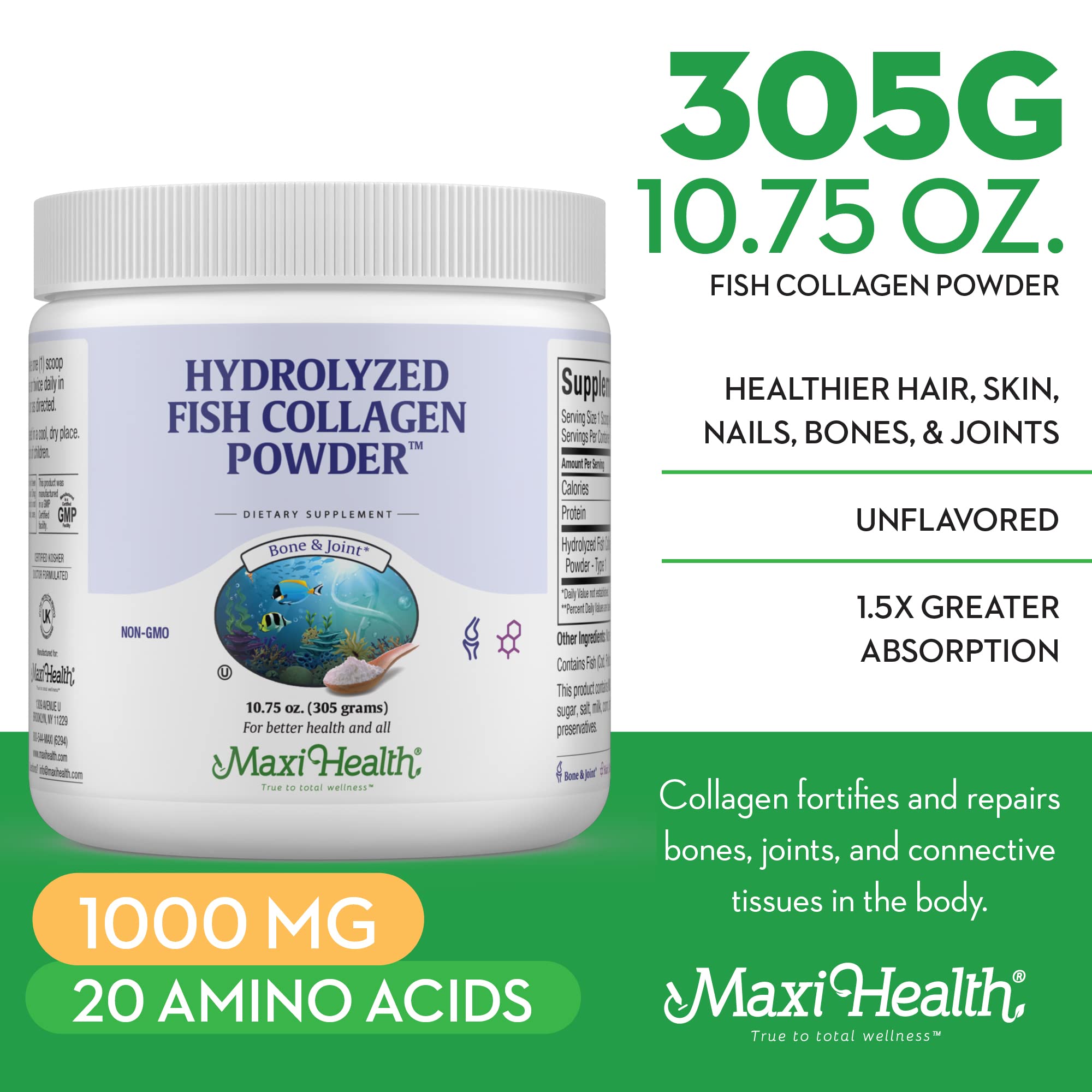 Maxi Health collagen powder dissolves in tea with neutral flavor