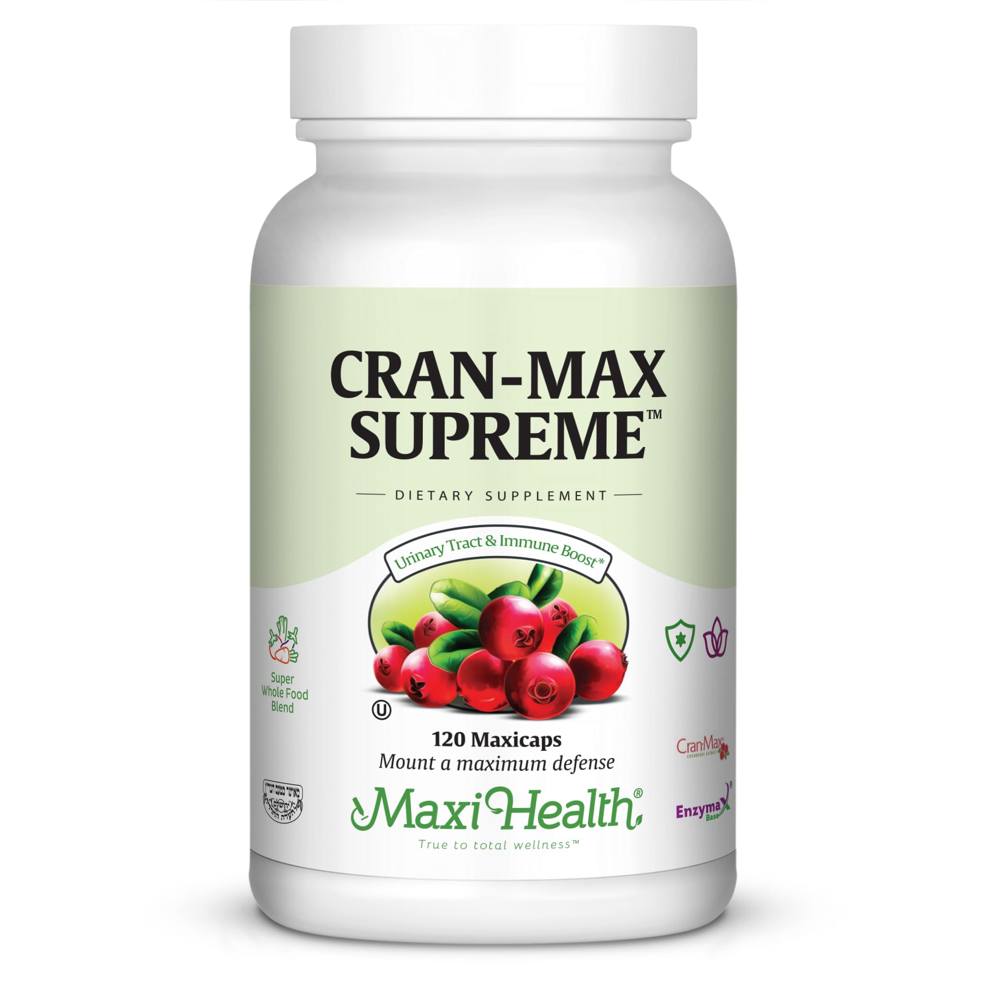 Maxi Health Cran-Max Supreme capsules – full-spectrum cranberry for urinary tract support.