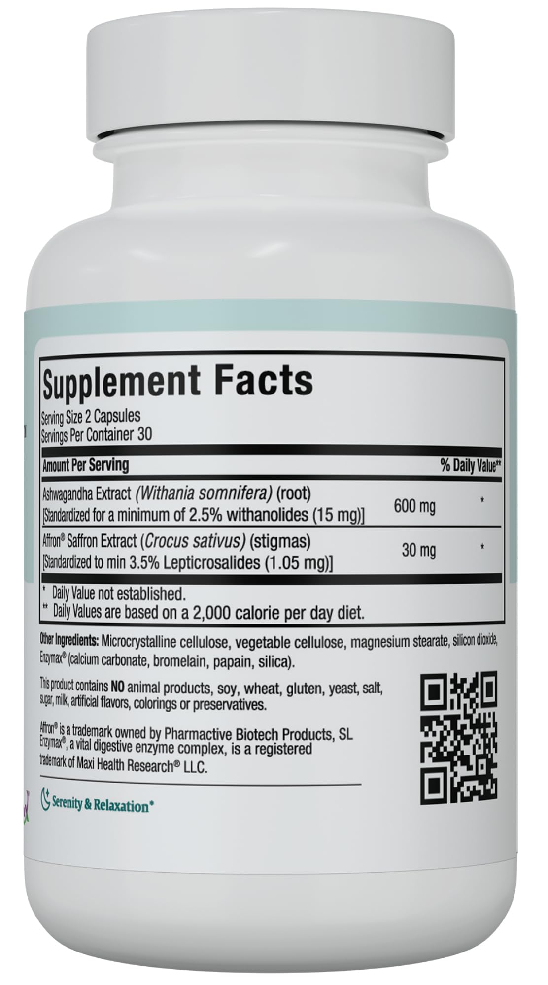 Maxi Health dual-action stress and mood supplement bottle display