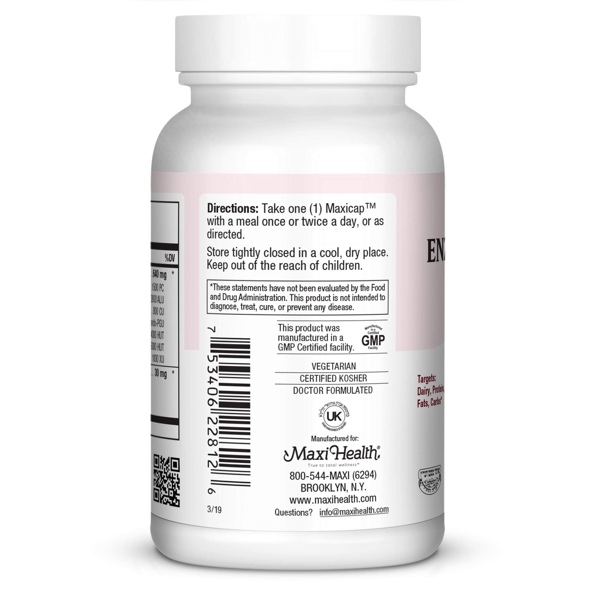 Maxi Health Enzymax Complex capsules ready to take for smoother digestion