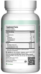 Label highlights EPA and DHA per serving for heart and brain support.