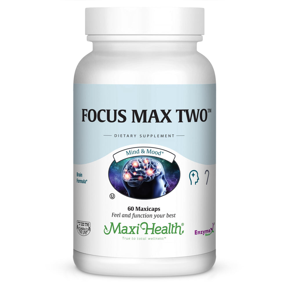 Maxi Health FocusMax Two bottle front, ready for daily cognitive support