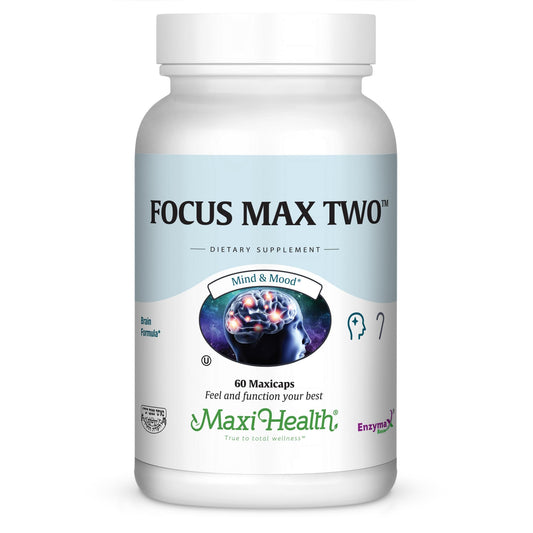Maxi Health FocusMax Two bottle front, ready for daily cognitive support