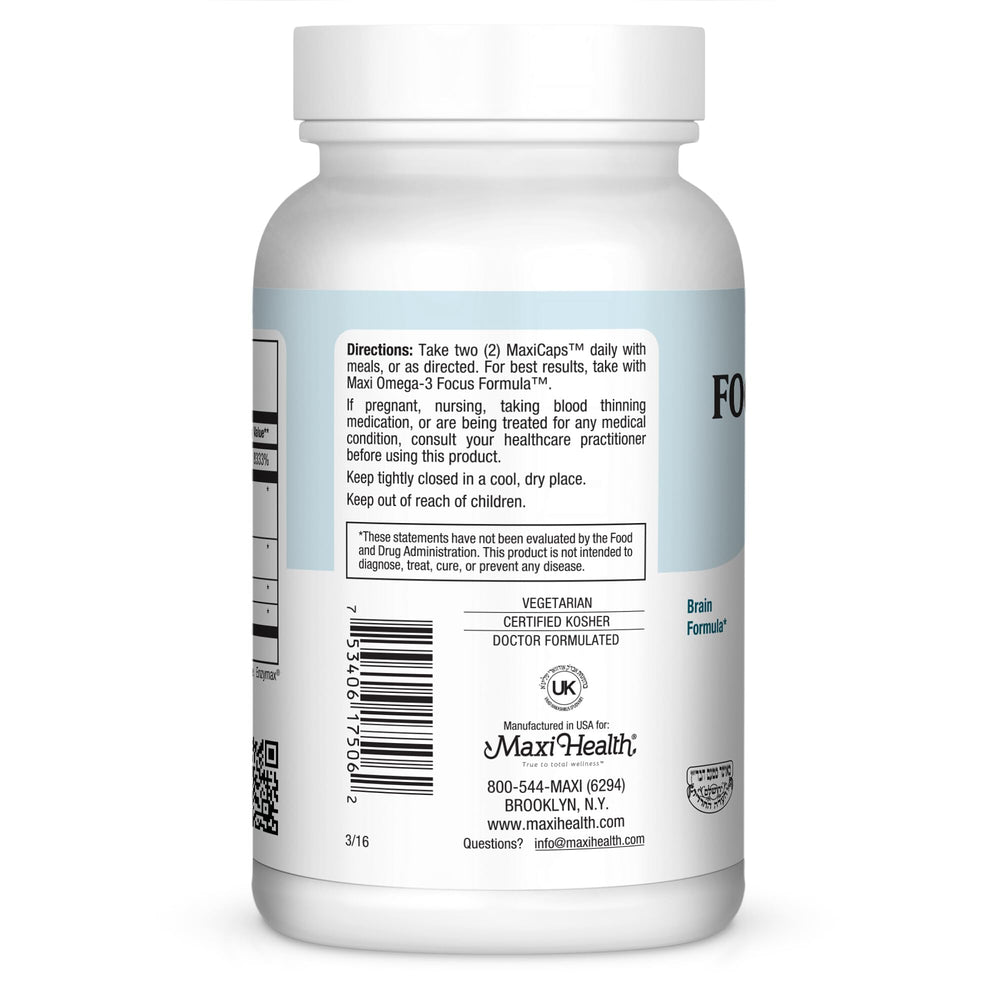 FocusMax Two label showing Enzymax blend for enhanced absorption