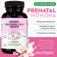 Folate focus with Maxi Health Prenatal DHA for neural tube support