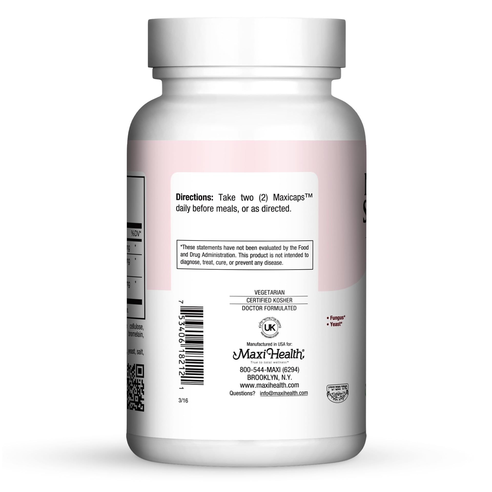 Maxi Health gas and bloating relief potential with probiotic blend.