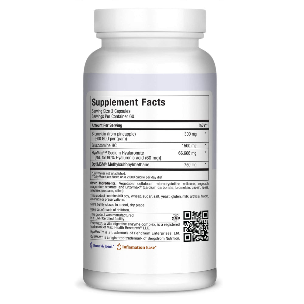 Maxi Health Glucosamine Complex capsules close-up supporting comfortable movement.