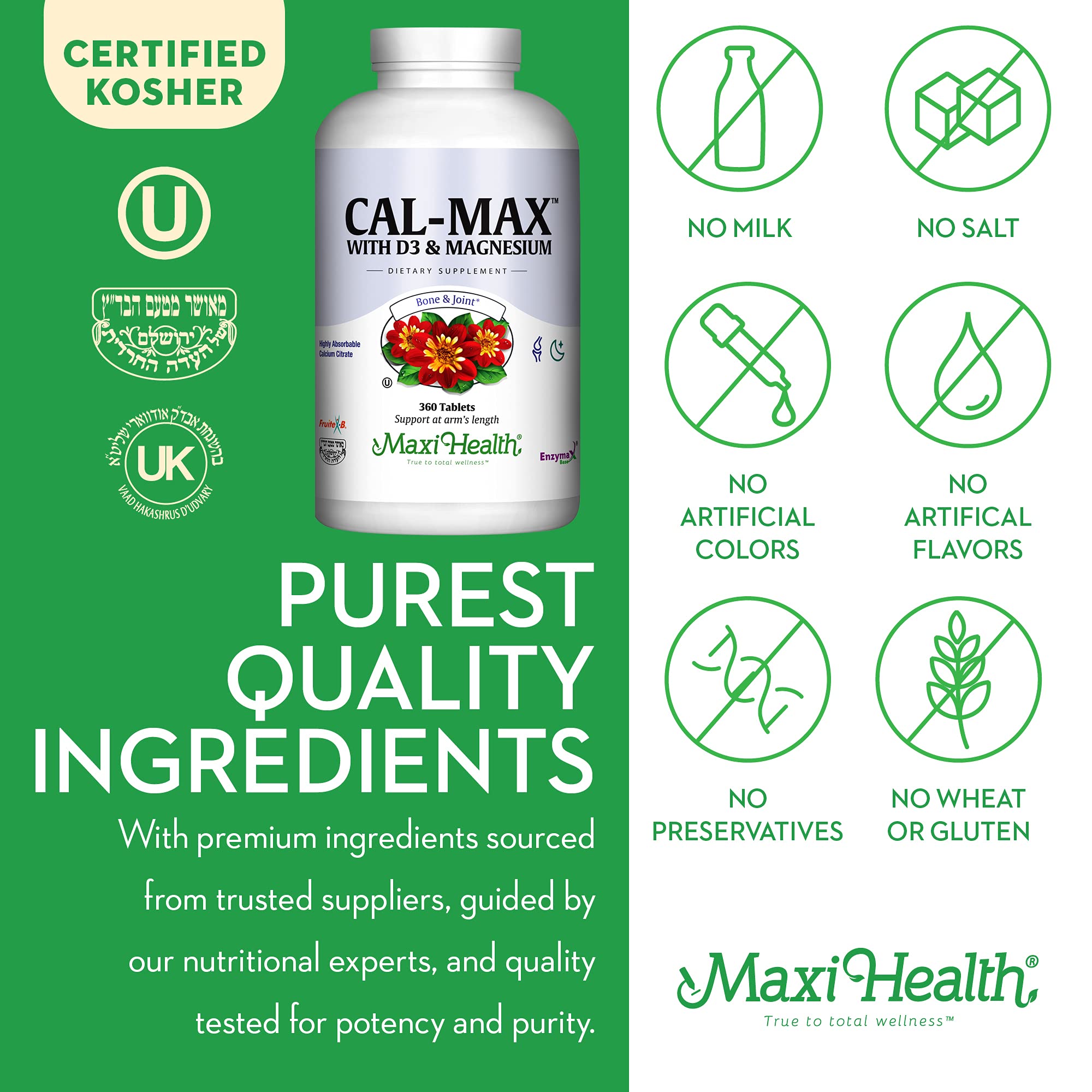 Maxi Health gluten-free no artificial flavors or preservatives noted on packaging