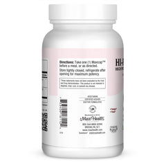 Maxi Health Hi-Po Dophilus label highlights vegan and kosher certifications.