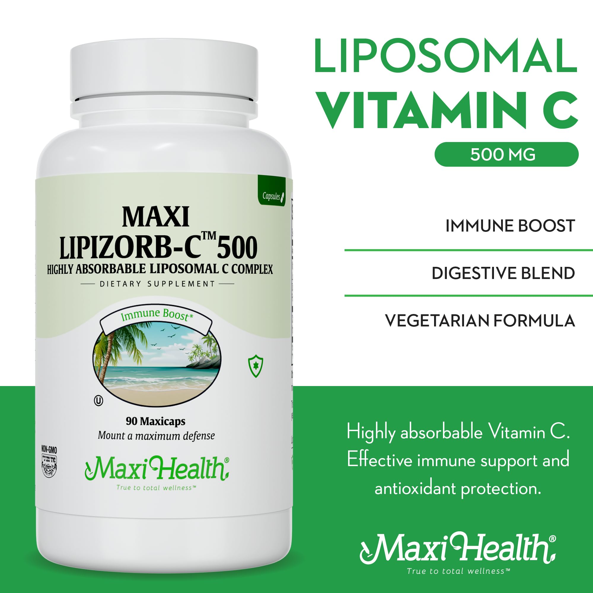 Maxi Health immune-support capsules suggest daily resilience.