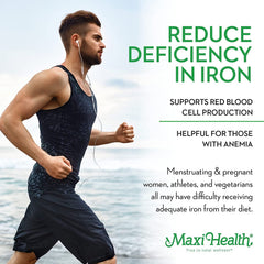 Maxi Health Iron Drops berry flavor highlighted for easy-taste iron