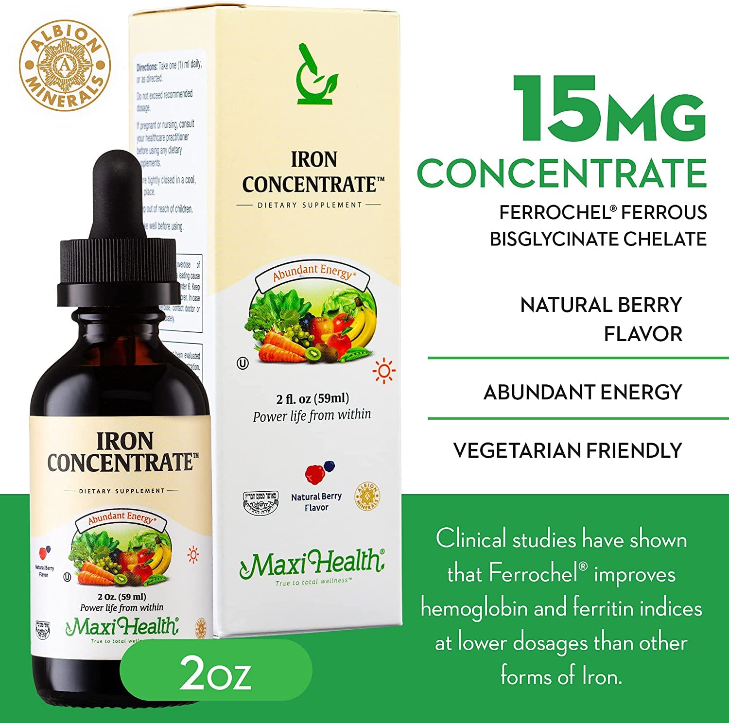 Maxi Health Iron Drops pour demonstrating precise administration