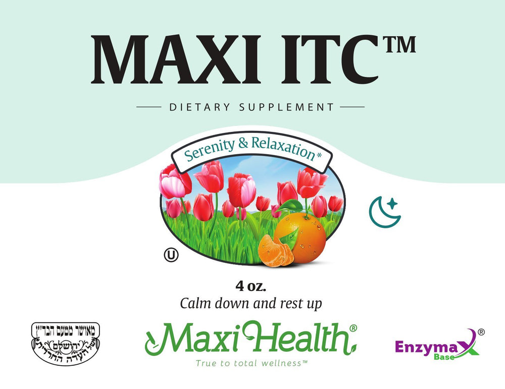 Maxi Health ITC bottle displays USA-made GMP certification.