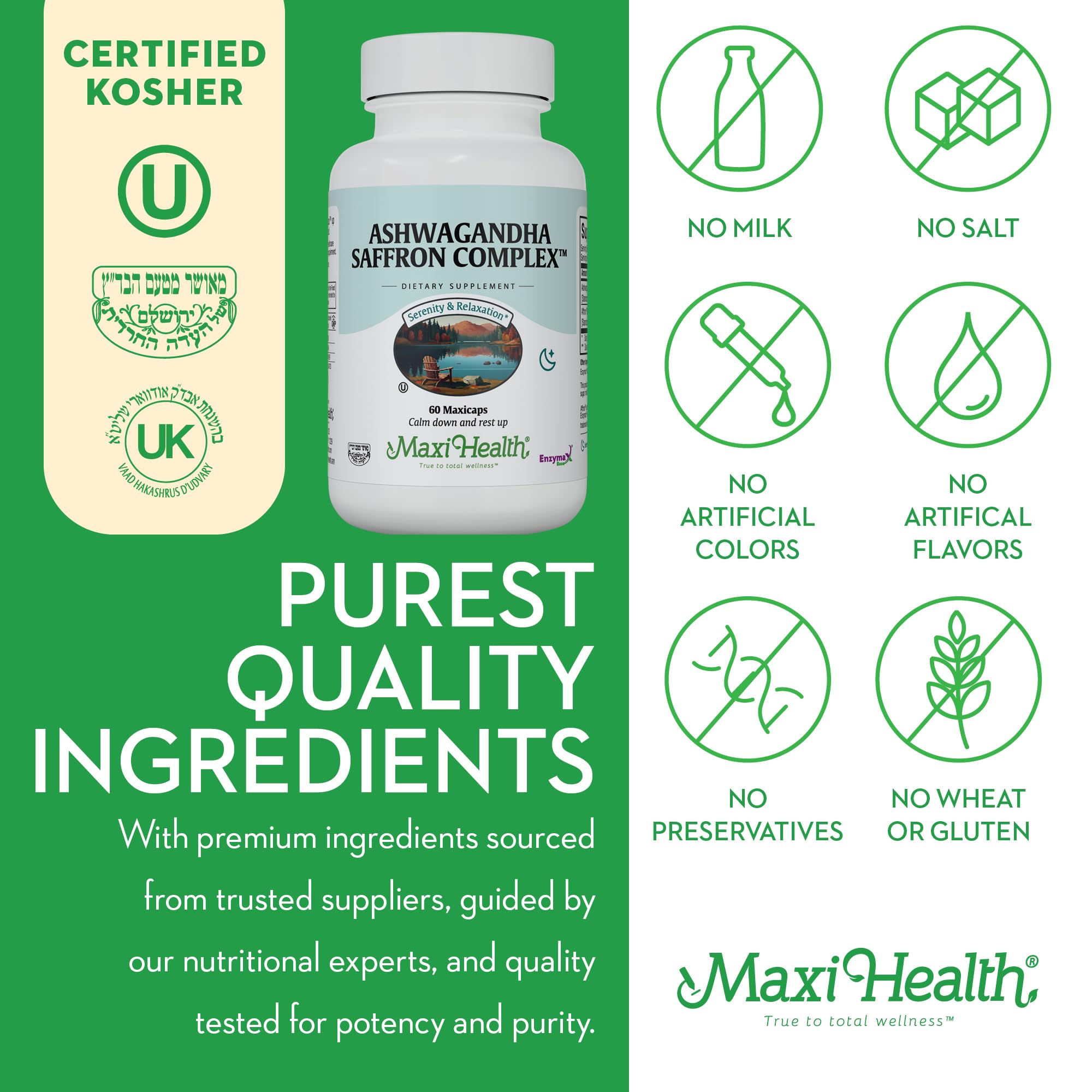 Maxi Health kosher non-GMO gluten-free ingredients on clean label