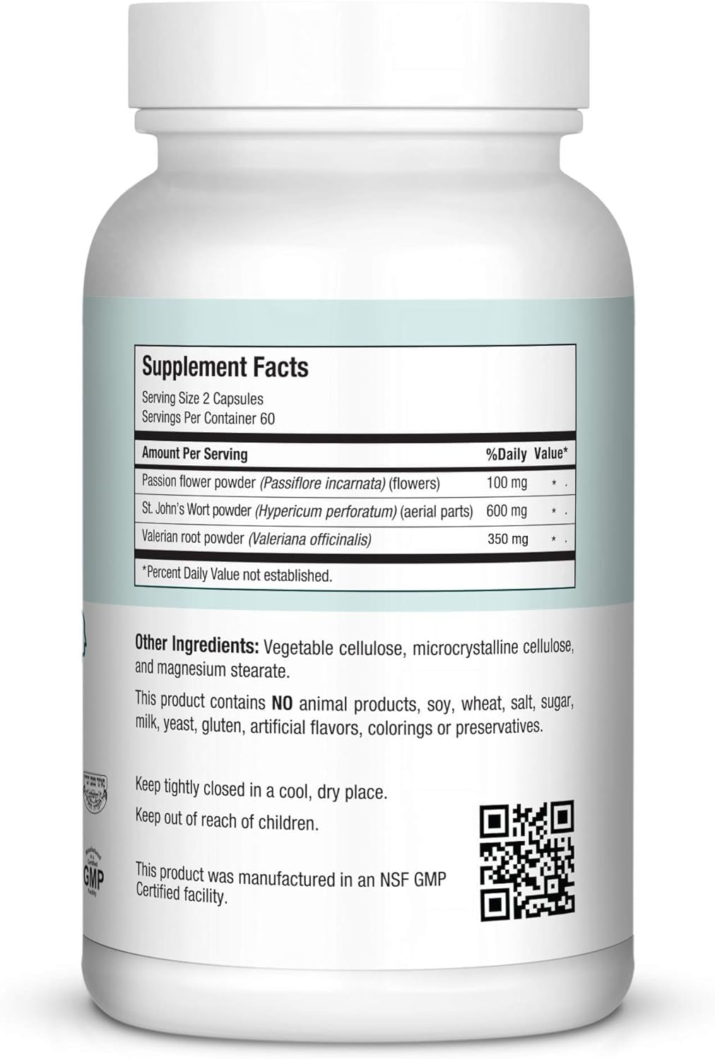 Maxi Health Calm capsules close-up highlights full-spectrum herbal blend for relaxation.