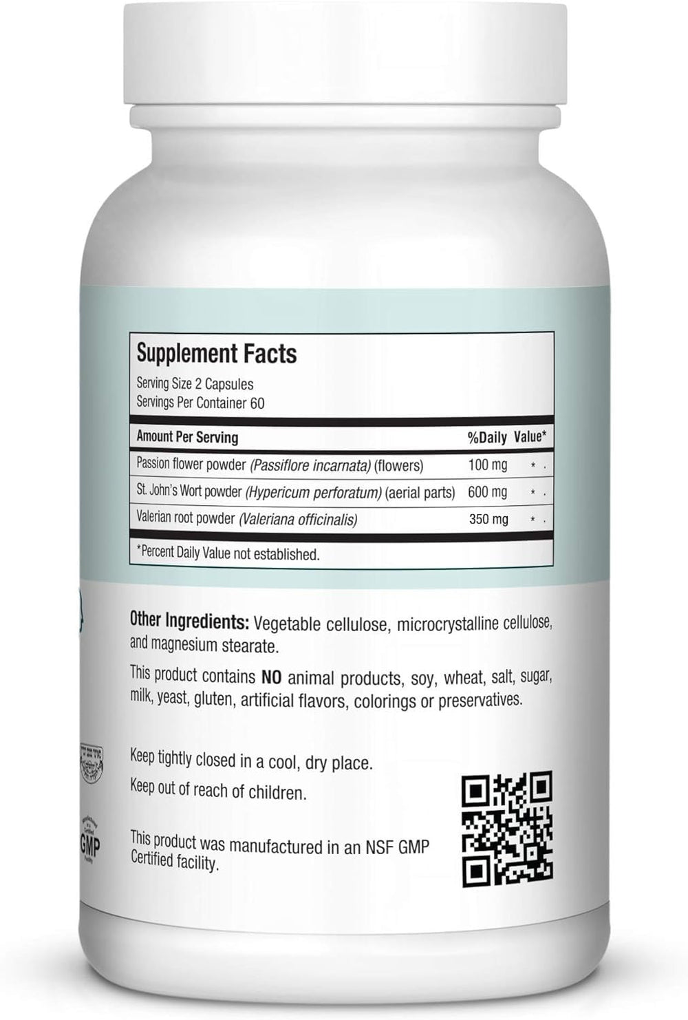 Maxi Health Calm capsules close-up highlights full-spectrum herbal blend for relaxation.
