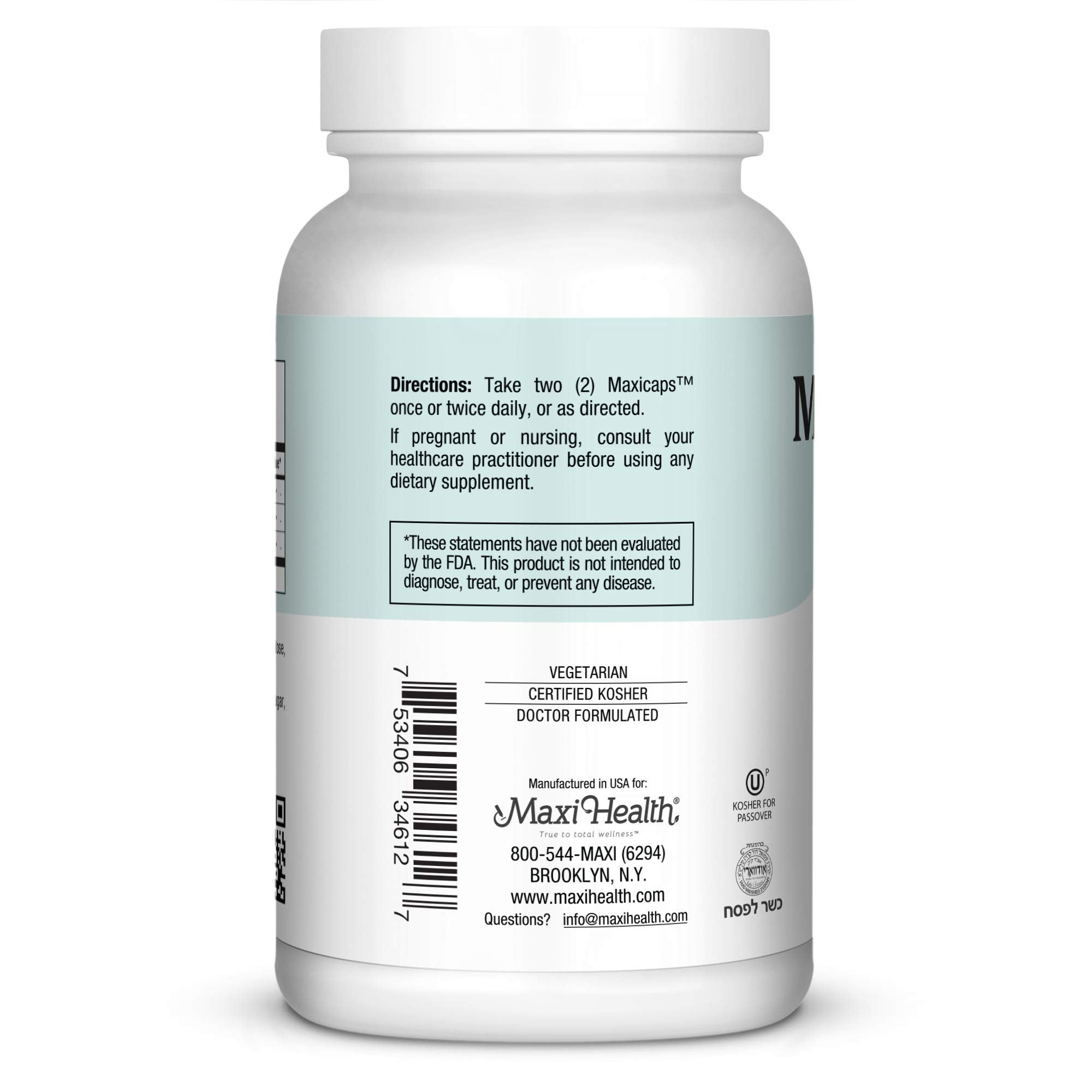 Maxi Health Kosher Passover label signals certification for year-round use.