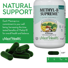 Maxi Health Kosher vegan certification seal beside the bottle.