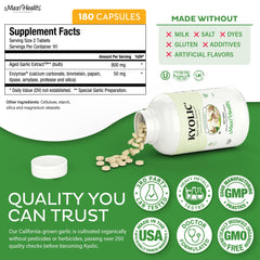 Maxi Health Kyolic kosher seal confirms clean, trusted ingredients.