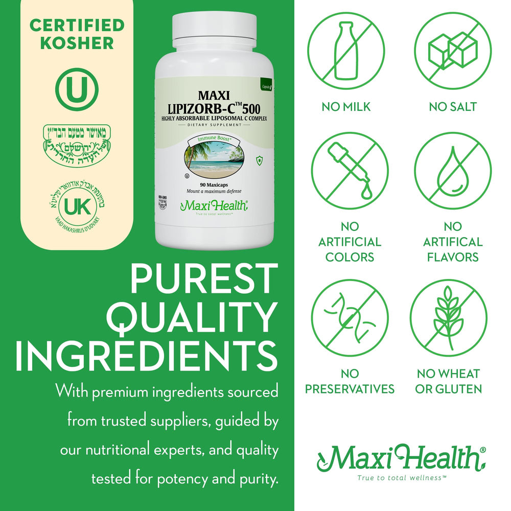 Maxi Health made in USA packaging signals quality control.