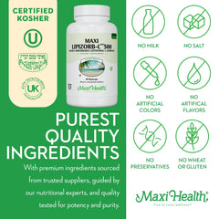 Maxi Health made in USA packaging signals quality control.