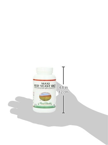 Maxi Health Red Yeast Rice bottle with USA-made quality assurance.