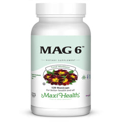 Maxi Health MAG 6 bottle and label for steady daily energy support