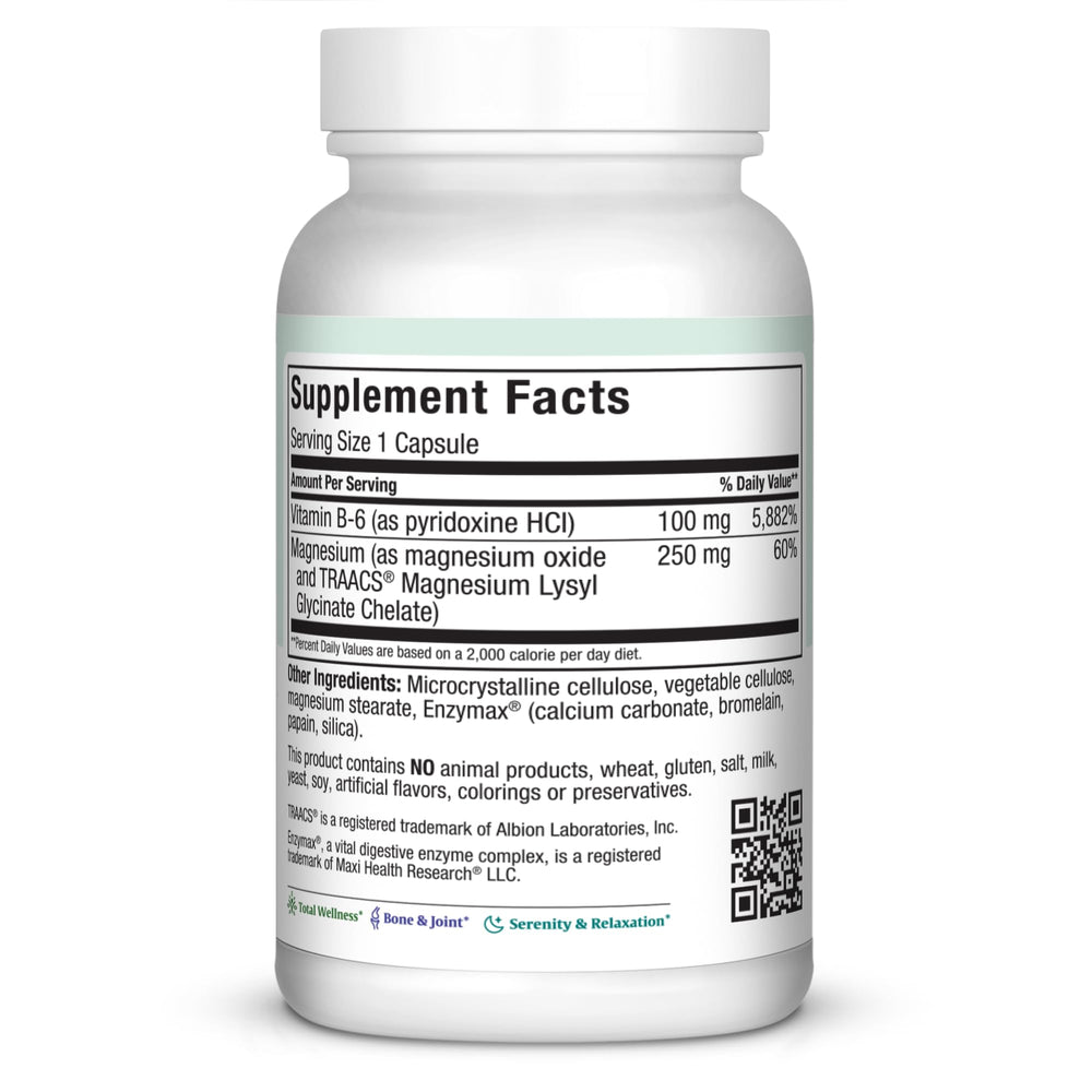 MAG 6 capsules close-up highlighting high-purity magnesium for muscle comfort