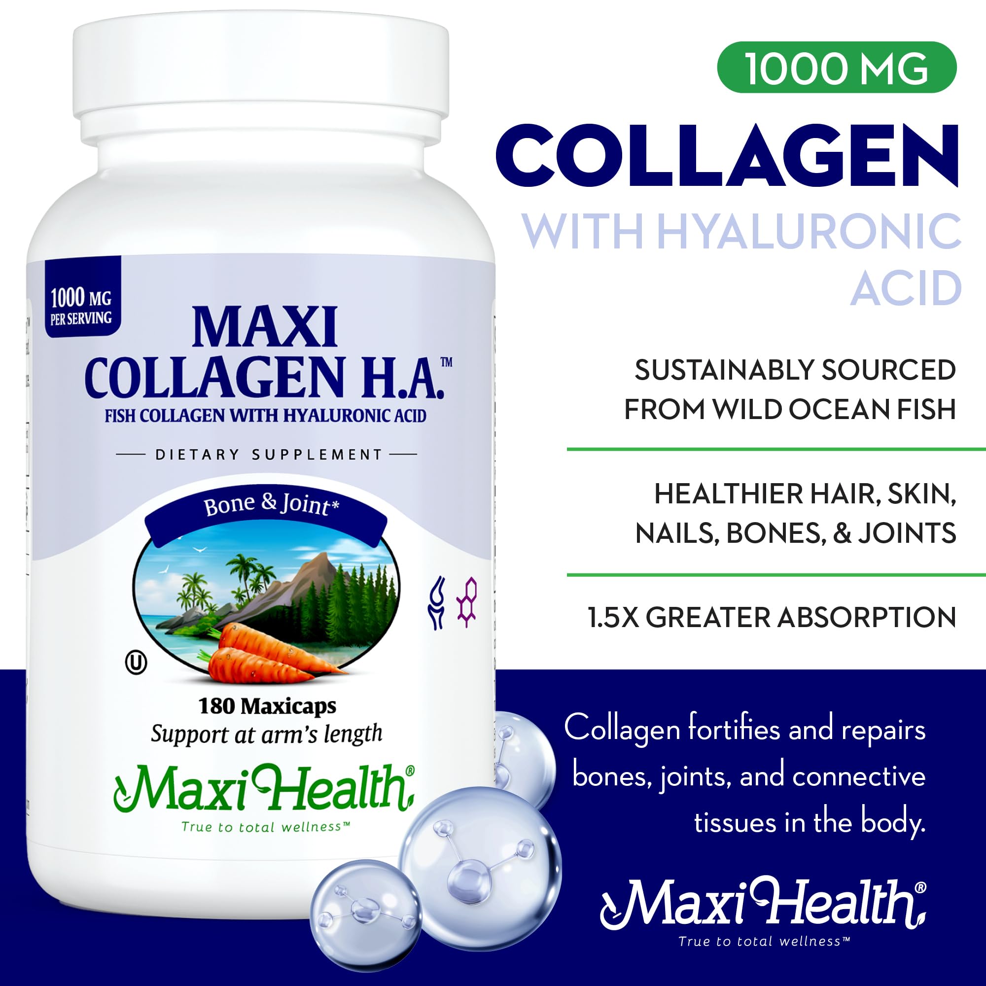 Maxi Health Marine Collagen capsules close-up for daily joint support