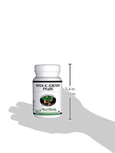 Enzymax digestive enzyme blend note on Maxi Health Max C Gram Plus packaging.