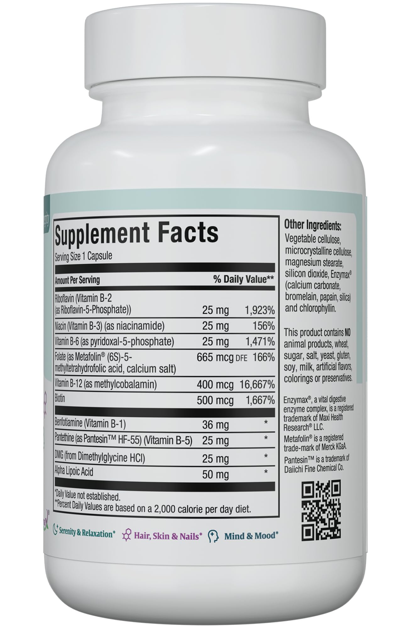 Maxi Health Methyl-B Supreme capsules closeup shows methylated vitamins and absorption.