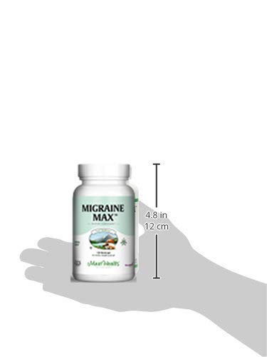 Maxi Health Migraine Max bottle with water for daily use.