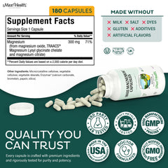 Maxi Health Non-GMO label reflects clean ingredients for mindful supplementation.